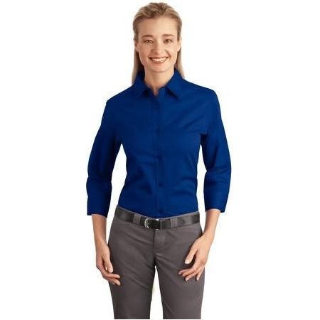 Ladies 3/4 - Sleeve Easy Care Shirt XS Royal Blue