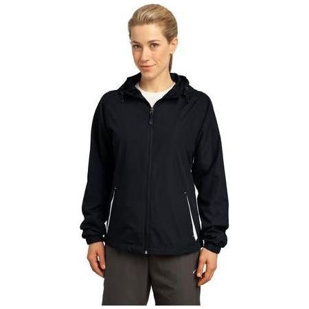 Ladies Colorblock Hooded Jacket 2X - Large Black/White Jackets