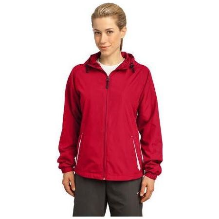 Ladies Colorblock Hooded Jacket 2X - Large True Red/White Jackets