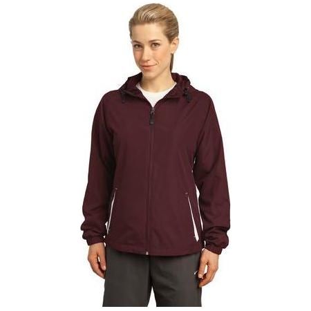 Ladies Colorblock Hooded Jacket 4X - Large Maroon/White Jackets