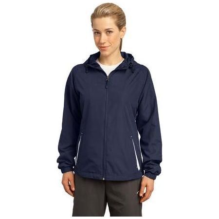 Ladies Colorblock Hooded Jacket Medium True Navy/White Jackets