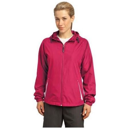 Ladies Colorblock Hooded Jacket X - Large Maroon/White Jackets