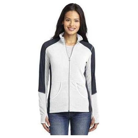 Ladies Colorblock Microfleece Jacket Battleship Grey/Pearl Grey X - Small Fleece Jackets