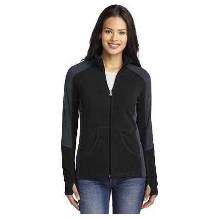Ladies Colorblock Microfleece Jacket Black/Battleship Grey Small Fleece Jackets