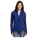 Ladies Colorblock Microfleece Jacket Patriot Blue/Battleship Grey 2X - Large Fleece Jackets