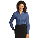Ladies Crosshatch Easy Care Shirt Deep Blue Medium Dress Shirt