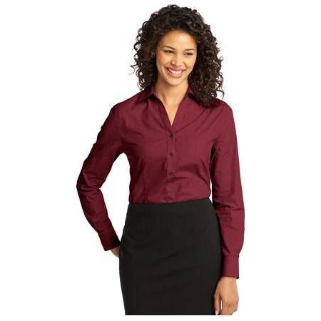 Ladies Crosshatch Easy Care Shirt Red Oxide Large Dress Shirt