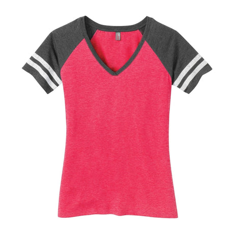 Ladies Game V - Neck Tee 2X - Large Heathered Watermelon / Heathered Charcoal Short Sleeve T-Shirts