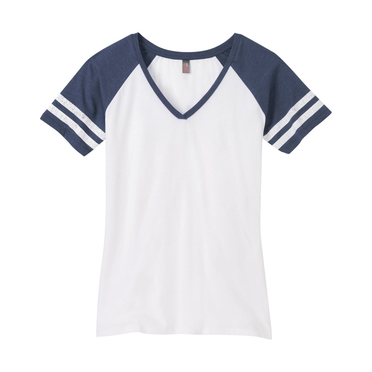 Ladies Game V - Neck Tee 2X - Large White / Heathered True Navy Short Sleeve T-Shirts
