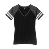 Ladies Game V - Neck Tee 4X - Large Black / Heathered Charcoal Short Sleeve T-Shirts