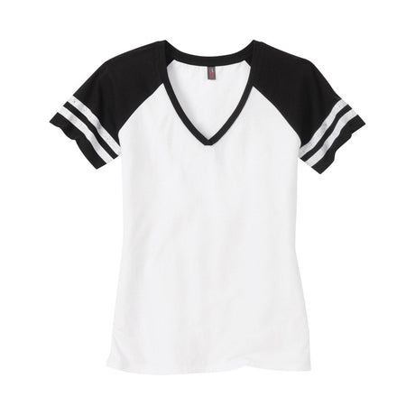 Ladies Game V - Neck Tee Medium White / Black Short Sleeve T-Shirts