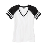 Ladies Game V - Neck Tee Small White / Black Short Sleeve T-Shirts