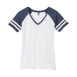 Ladies Game V - Neck Tee X - Large White / Heathered True Navy Short Sleeve T-Shirts