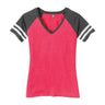 Ladies Game V - Neck Tee X - Small Heathered Watermelon / Heathered Charcoal Short Sleeve T-Shirts