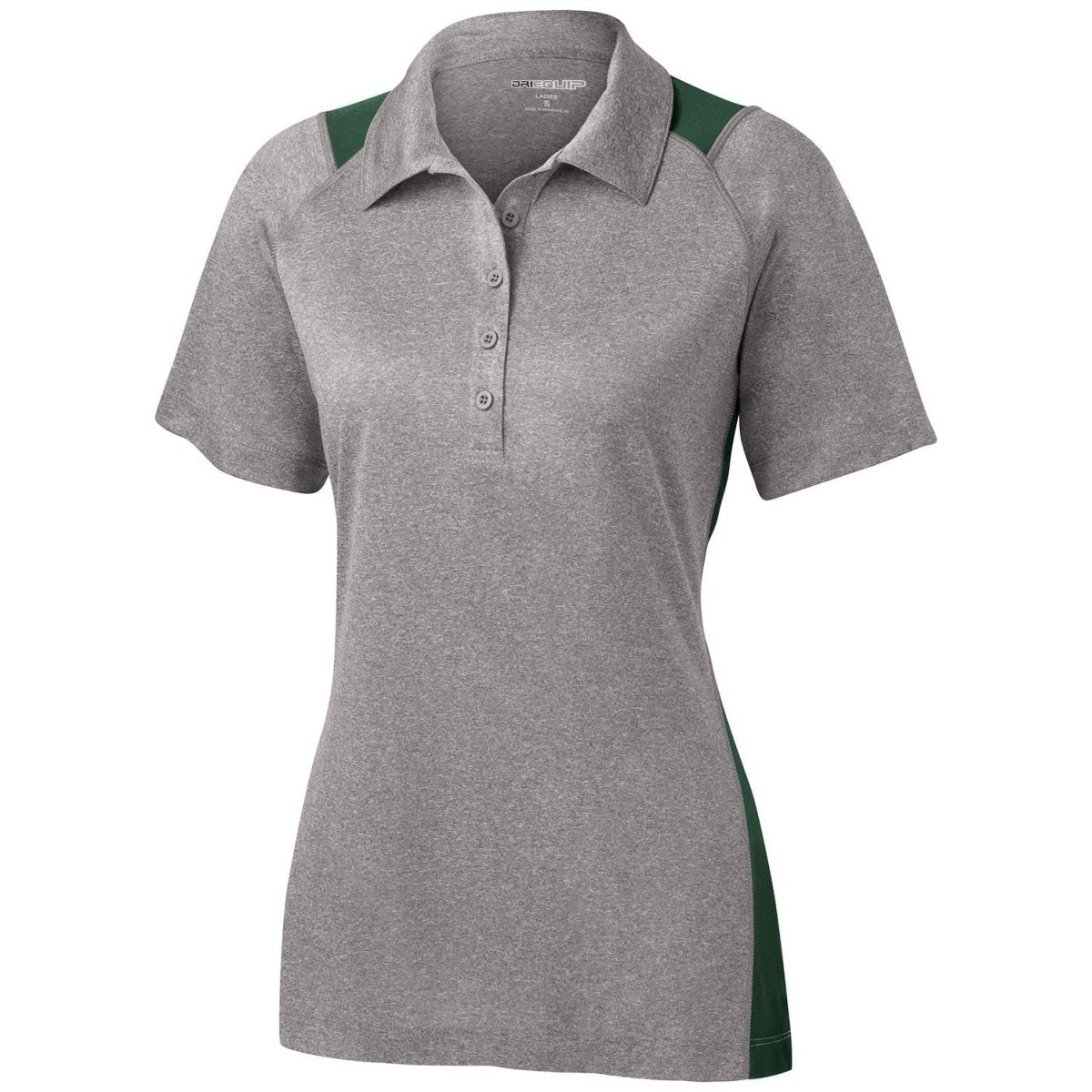 Ladies Heather Colorblock Contender Polo Vintage Heather/Forest Green X - Small Women's