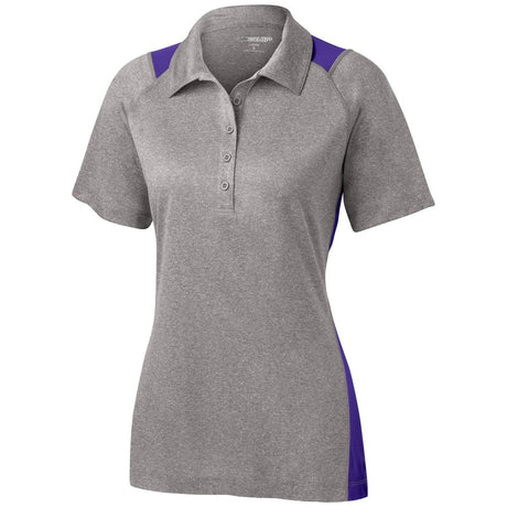 Ladies Heather Colorblock Contender Polo Vintage Heather/Purple X - Small Women's