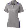 Ladies Heather Colorblock Contender Polo Vintage Heather/Purple X - Small Women's