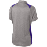 Ladies Heather Colorblock Contender Polo Vintage Heather/Purple X - Small Women's