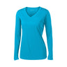 Ladies Long Sleeve Moisture Wicking Athletic Shirts in Sizes XS - 4XL Atomic Blue XS Long Sleeve T-Shirts