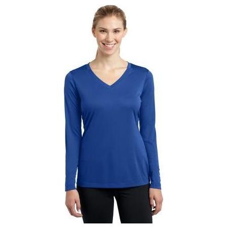 Ladies Long Sleeve Moisture Wicking Athletic Shirts in Sizes XS - 4XL Atomic Blue XS Long Sleeve T-Shirts
