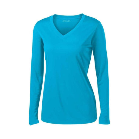 Ladies Long Sleeve Moisture Wicking Athletic Shirts in Sizes XS - 4XL Black XS Long Sleeve T-Shirts