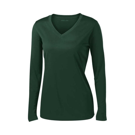 Ladies Long Sleeve Moisture Wicking Athletic Shirts in Sizes XS - 4XL Forest Green XS Long Sleeve T-Shirts