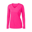 Ladies Long Sleeve Moisture Wicking Athletic Shirts in Sizes XS - 4XL Neon Pink XS Long Sleeve T-Shirts