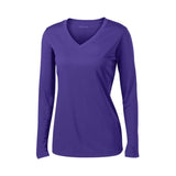 Ladies Long Sleeve Moisture Wicking Athletic Shirts in Sizes XS - 4XL Purple XS Long Sleeve T-Shirts