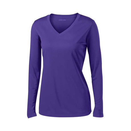 Ladies Long Sleeve Moisture Wicking Athletic Shirts in Sizes XS - 4XL Purple XS Long Sleeve T-Shirts