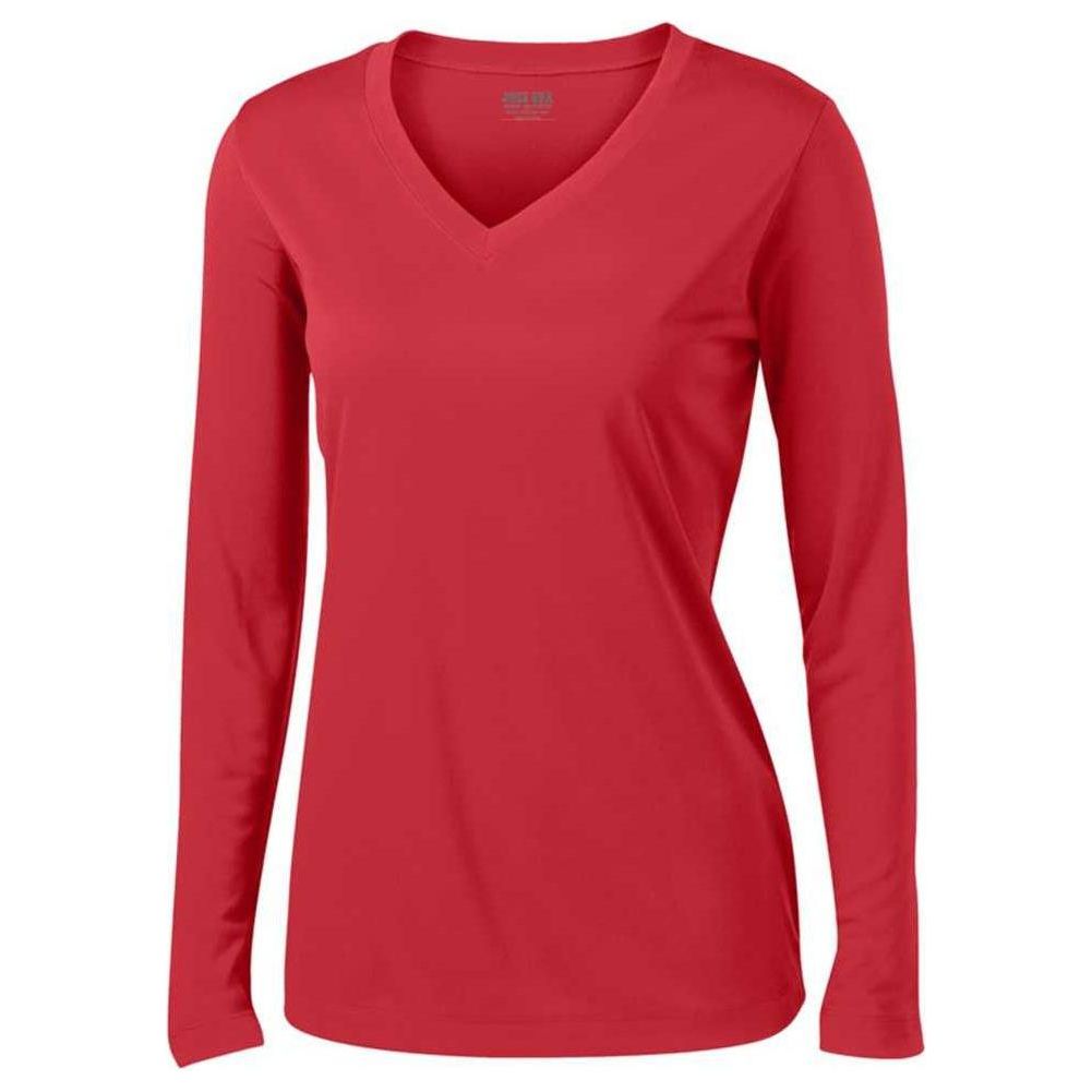 Ladies Long Sleeve Moisture Wicking Athletic Shirts in Sizes XS - 4XL Red XS Long Sleeve T-Shirts