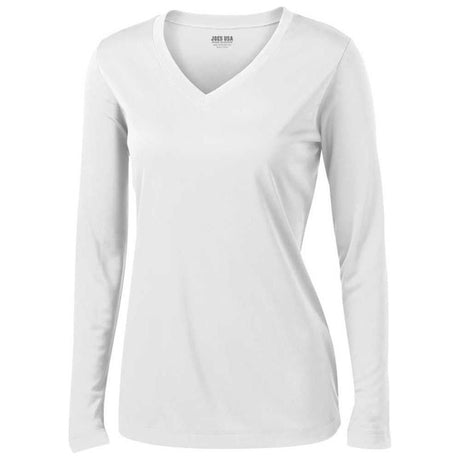 Ladies Long Sleeve Moisture Wicking Athletic Shirts in Sizes XS - 4XL White XS Long Sleeve T-Shirts