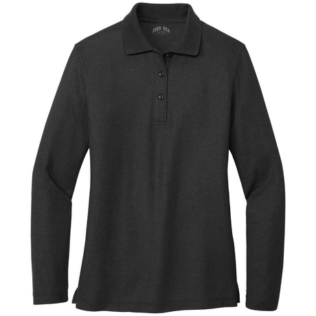 Ladies Long Sleeve Silk Touch Polo X - Small Black Women's