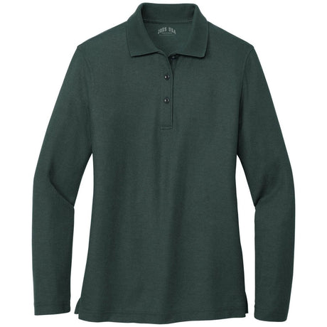 Ladies Long Sleeve Silk Touch Polo X - Small Dark Green Women's