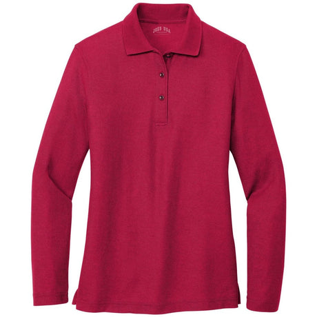 Ladies Long Sleeve Silk Touch Polo X - Small Red Women's
