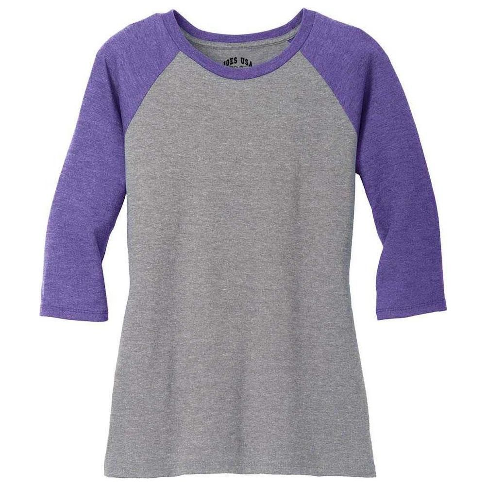 Ladies Perfect Tri 3/4 - Sleeve Raglan Purple Frost / Grey Frost X - Small