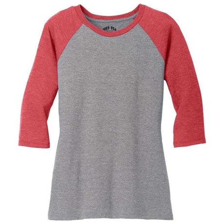 Ladies Perfect Tri 3/4 - Sleeve Raglan Red Frost / Grey Frost X - Small