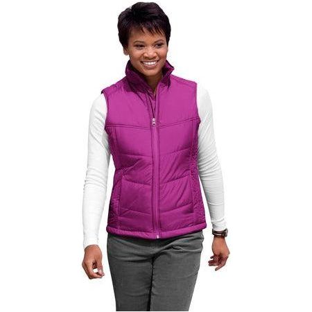 Ladies Puffy Vest Bright Berry/Bermuda Purple Large