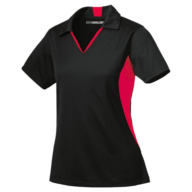 Ladies Side Blocked Micropique Sport - Wick Polo Black/Deep Red X - Small Polos/Knits