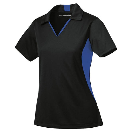 Ladies Side Blocked Micropique Sport - Wick Polo Black/True Royal X - Small Polos/Knits