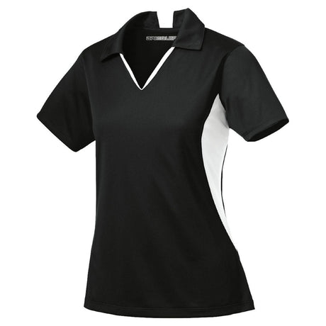 Ladies Side Blocked Micropique Sport - Wick Polo Black/White X - Small Polos/Knits