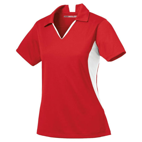 Ladies Side Blocked Micropique Sport - Wick Polo True Red/White X - Small Polos/Knits