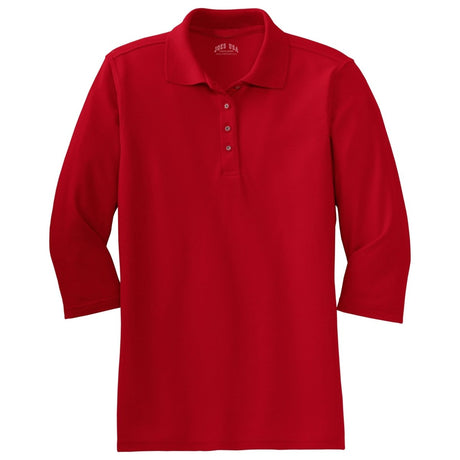 Ladies Silk Touch™ 3/4 - Sleeve Polo Red X - Small Polos/Knits