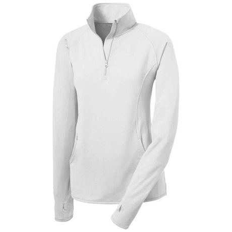 Ladies Sport - Wick Stretch 1/4 - Zip Pullover White X - Small