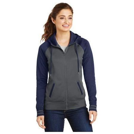 Ladies Sport - Wick Varsity Fleece Full - Zip Hooded Jacket Large Dark Smoke Grey/Navy Jackets