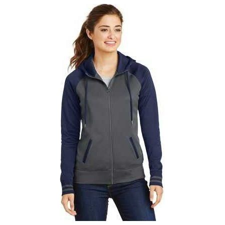 Ladies Sport - Wick Varsity Fleece Full - Zip Hooded Jacket X - Small Black/Dark Smoke Grey Jackets