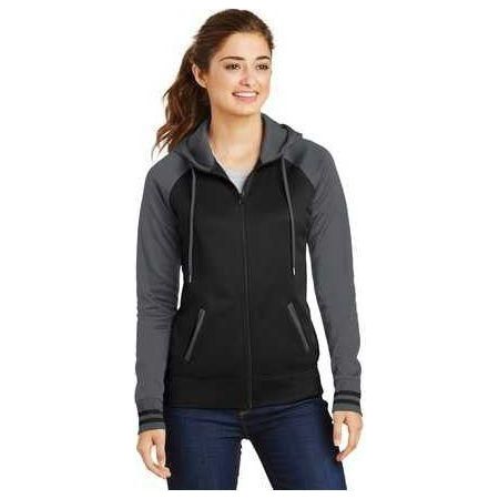 Ladies Sport - Wick Varsity Fleece Full - Zip Hooded Jacket X - Small Black/Dark Smoke Grey Jackets