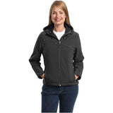 Ladies Textured Hooded Soft Shell Jacket Charcoal/Lemon Yellow Small Soft Shell Jackets