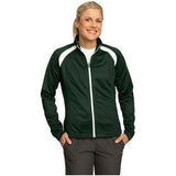 Ladies Tricot Track Jacket Forest Green/White 3X - Large Jackets