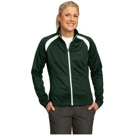 Ladies Tricot Track Jacket Forest Green/White 3X - Large Jackets
