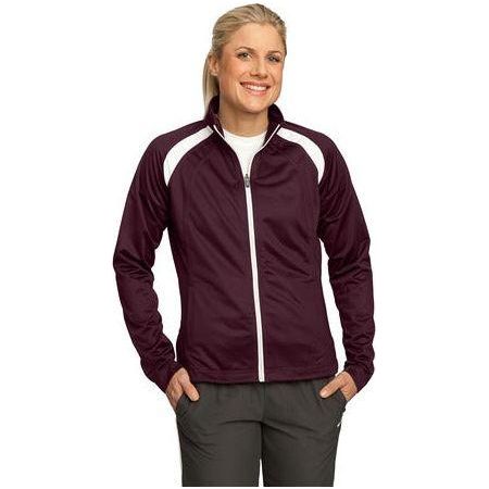 Ladies Tricot Track Jacket Maroon/White Large Jackets
